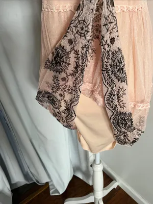 Ultra Pink Blush Stretch Sleeveless Tiered Mini Dress with Black Embroidered Hem thumbnail 8