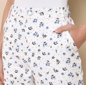 NWT Lulus Everyday Personality Ivory Floral Print Twill High Rise Pants thumbnail 5