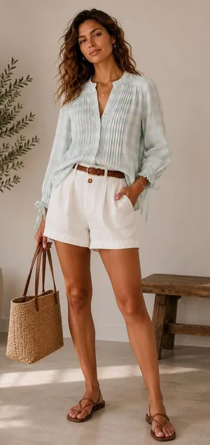 Sundance Cottagecore‎ Gingham Pintuck Lace Cotton Blouse PXXS Tie Sleeve Top thumbnail 1
