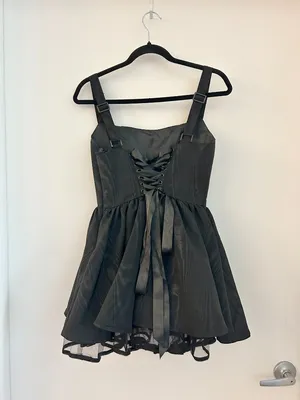 Sugar Thrillz Magic Moves Corset Basque Waist Peplum Dress Goth in Black Size M thumbnail 7