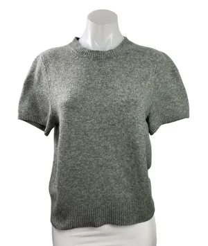 Abercrombie & Fitch Women's Gray Wool Short Sleeve Knit Crewneck Sweater Top M thumbnail 1