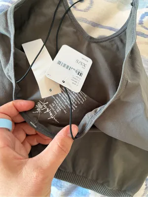 NWT- free people skinny strap charcoal grey brami crop top thumbnail 4