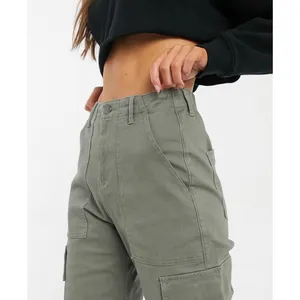 Hollister Sz L Ultra High Rise Cropped Wide Cargo Jean Streetwear Casual Utility thumbnail 2