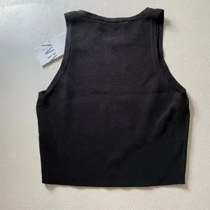 Zara NWT Black Knit Tank Top Size M Minimalist Sleeveless Crop Top thumbnail 3