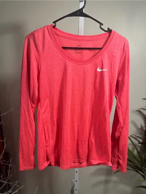 N246. Nike Women's Long-Sleeve Scoop Neck Top - Coral Pink thumbnail 1