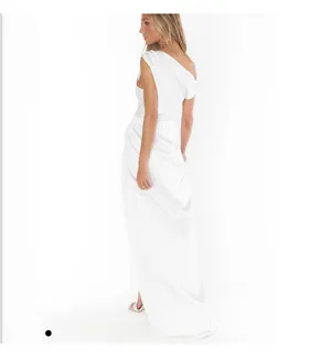 Show Me Your Mumu Jodie Maxi Dress Ivory Luxe Satin Medium thumbnail 2