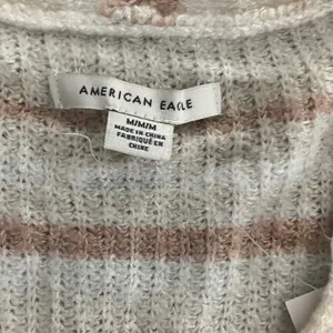 American Eagle Womens cream striped boxy cropped cardigan thumbnail 7