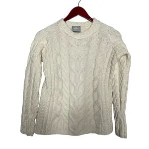 Aran Sweater Market Super Soft 100% Merino Wool Luxury Cable Knit Sz S thumbnail 3