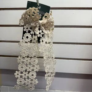 Boho Cream Lace Bow Hair Clip Floral Crochet Barrette Wild Fable NWT thumbnail 7
