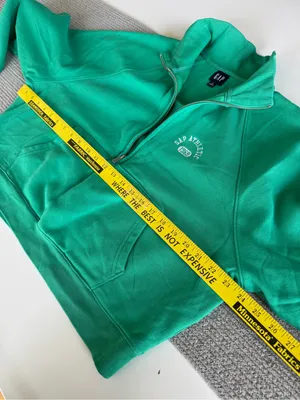 GAP Emerald Green Half-Zip Cropped Athletic Pullover Sweatshirt Small Tall thumbnail 5