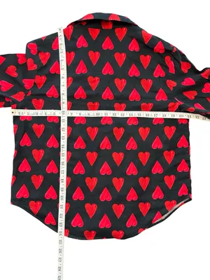 Victoria’s Secret Black Red Heart pattern Button Up cozy Flannel pajama Set SM thumbnail 8