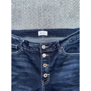 KanCan High Rise‎ Flare Jeans Dark Wash Button Fly Frayed Hem Size 30 thumbnail 3