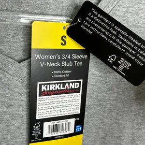 Kirkland Signature Gray 3/4 Sleeve V- Neck Slub Tee 100% Cotton NWT Womens Small thumbnail 4