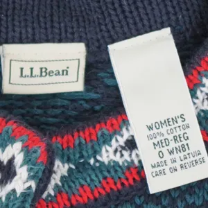 LL Bean Nordic Cotton Cardigan Sweater Medium thumbnail 2