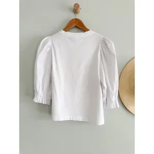 Madewell | NWT Puff-Sleeve Knit Top White | Sz‎ XS thumbnail 9