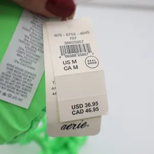 Aerie Bikini Top Womens M Triangle Neon Lime Green Floral Lace New thumbnail 5