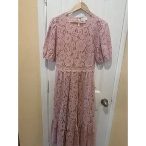 Fleur de Lis Lace Midi Dress BY SUGARLIPS MAUVE COLOR SIZE M thumbnail 13