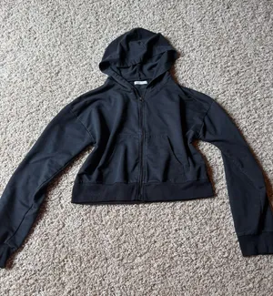 SheIn Black Zip-Up Cropped Hoodie thumbnail 1
