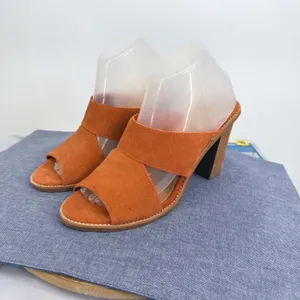 UGG Celia‎ Mule Sandals Womens 9 Orange Suede Stacked Block Heel Open Toe Slide thumbnail 2