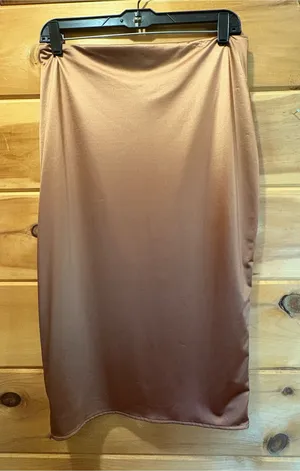 Victoria's Secret Satin Midi Skirt in Camel Brown size Large minimalist thumbnail 1
