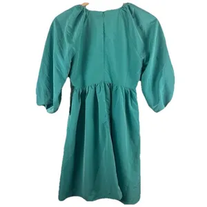 Hyacinth House‎ Emerald Green Tuckernuck M Ruched V-Neck Genevieve Mini Dress thumbnail 3