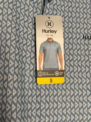 Hurley Geometric Pattern Polo Shirt Green White Small Short Sleeve Collared thumbnail 2