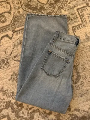 Old Navy Light Blue Distressed Wide-Leg Jeans thumbnail 3