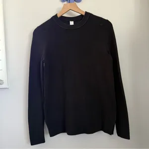 Lululemon Small Take It All Cotton Blend Sweater Crew Rib Lounge Comfy Black thumbnail 2
