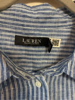 NWT Ralph Lauren Women’s Shirt Relaxed Fit Pinstripe 100% Linen Pinstripe Button thumbnail 5