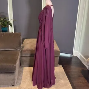 Women’s Purple Chiffon Full Length Dress with Corset Back Leg Slit Size M thumbnail 8