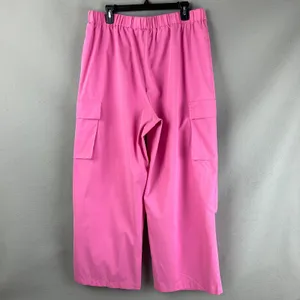 Shein Womens 1XL Pink Wide Leg Cargo Pants Elastic Waist Flap Pocket Pull On thumbnail 2