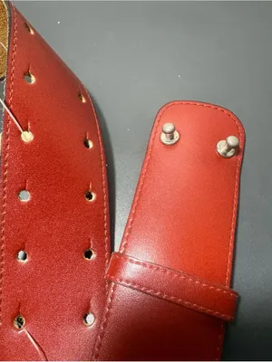 JOELS Wide Red-Brown Leather Statement Belt with Asymmetric Buckle thumbnail 4