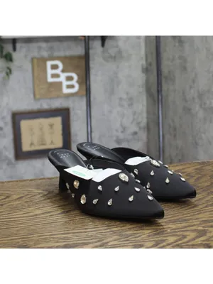 NWT A New Day Womens Katia Heels Satin Slip On Mules 94663382 Black 8.5M thumbnail 2
