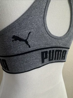 Puma Grey Seamless Racerback Sports Bra thumbnail 7
