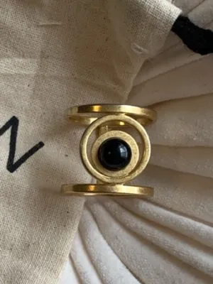 Madewell brass tone ring black stone sz 8 thumbnail 2