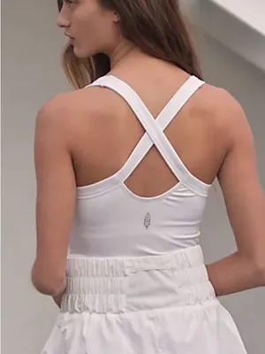 FREE PEOPLE FP Movement Prima Shortsie Romper Jumpsuit White Tiered Small thumbnail 2