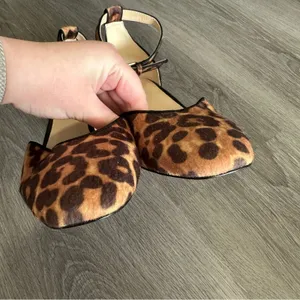 Cabi Kiki Faux‎ Hair Leopard Cheetah Ankle Strap Kitten Block Heels Size 8 thumbnail 5