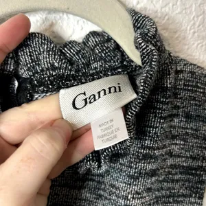 Ganni Anthropologie Pinnacle Tweed Knitted Ruffle Mock Neck Dress Medium thumbnail 4