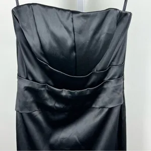 White House Black Market Black Satin Strapless Pleated Mini Dress Size 2 thumbnail 11