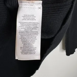 Lauren Ralph Lauren Black Ribbed Knit Long Sleeve Top M Silver Crest Button Cuff thumbnail 7