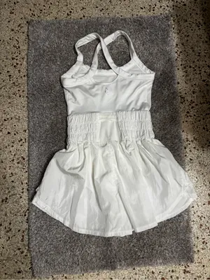 FREE PEOPLE FP Movement Prima Shortsie Romper Jumpsuit White Tiered Small thumbnail 5