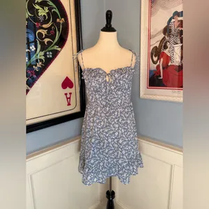 Blue and White Ditsy Floral Lightweight Mini Sundress Sz XL NWT thumbnail 4