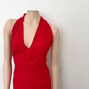 [Anthropologie] Bardot Red Mave Halter Neck Maxi Dress Low Back Ruched Slit 12 thumbnail 5