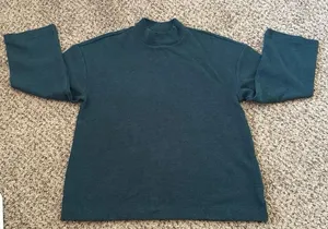 Old Navy Women's Cozy Dark Teal Mock-Neck Oversize Sweater Size Medium thumbnail 1