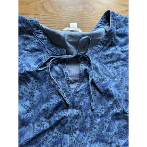 Cato Est 1946 Women Size XL Blue Paisley Shirt Top Tie Neck Career Office City‎ thumbnail 5