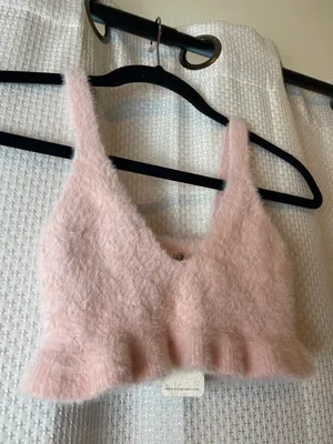 Free People blush pink fuzzy crop tank✨ thumbnail 2