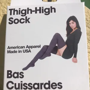 New American Apparel Black Thigh High Socks vintage original tall Y2K 2000s rare thumbnail 4