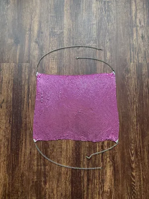Women’s Pink Metal Sparkly Cowl Neck Backless Halter Crop Top thumbnail 2
