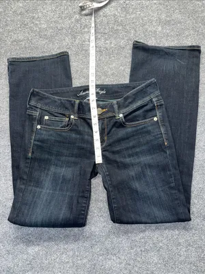 American Eagle Outfitters Low-Rise Slim Boot Cut Dark Blue Super Stretch Jeans thumbnail 5