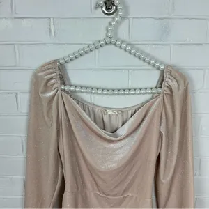 Altar’d State Nude Velvet Shimmer Body-con Long Sleeve Dress Size M thumbnail 4